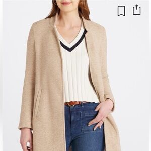 Vero Moda Heathered Camel Knit Jacket size Large Pockets Good Condition